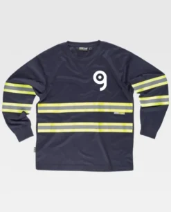 T-shirt manica lunga rifrangente in poliestere, bande alta visibilità