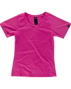 T-shirt sportiva donna , elasticizzata, collo V, riflettente