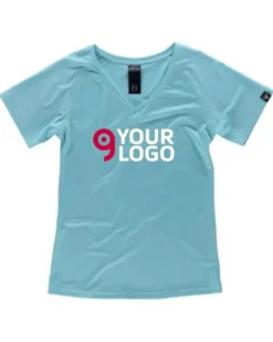 T-shirt sportiva donna , elasticizzata, collo V, riflettente