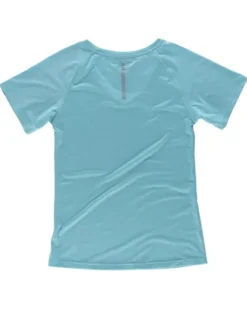 T-shirt sportiva donna , elasticizzata, collo V, riflettente