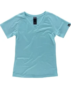 T-shirt sportiva donna , elasticizzata, collo V, riflettente