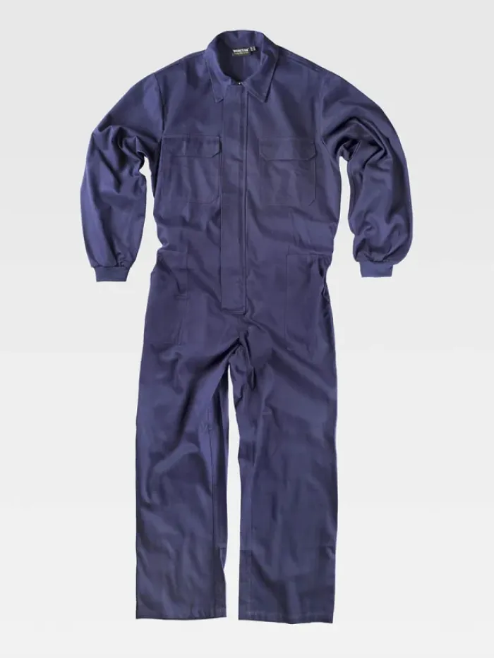 Tuta da lavoro cotone con cerniera coperta e tasche velcro