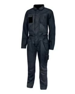 Tuta intera da lavoro Crisp, zip bidirezionale, cotone blu, regular