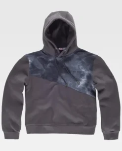 Tyer Felpa con Cappuccio Tie Dye Bicolore 100% Cotone Ricamata