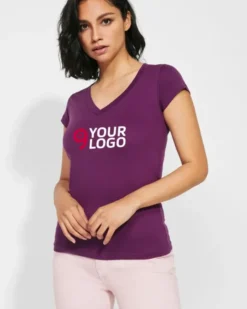 Victoria T-shirt donna scollo a V, 100% cotone, slim fit